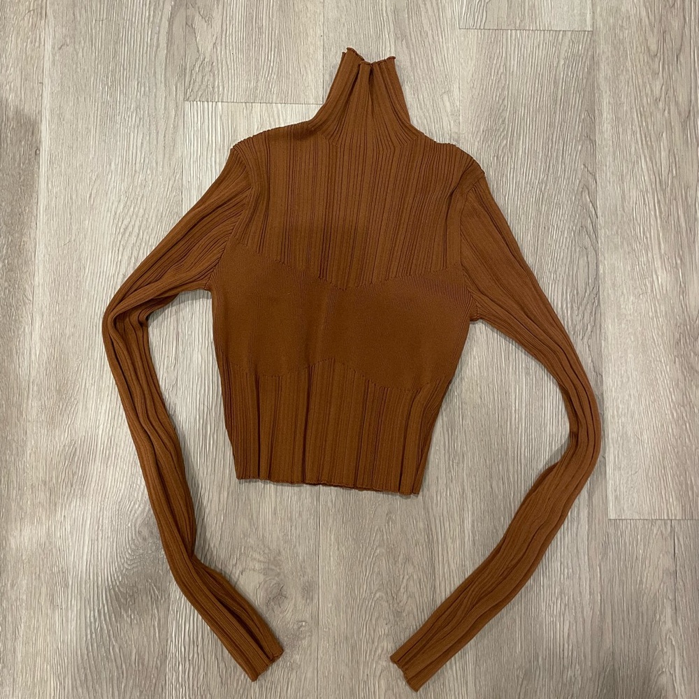 Zara brown turtleneck cropped size small